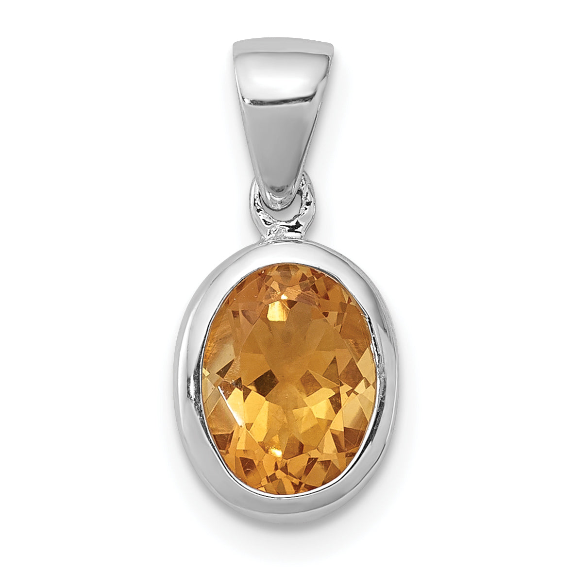 Sterling Silver Rhodium Citrine Pendant