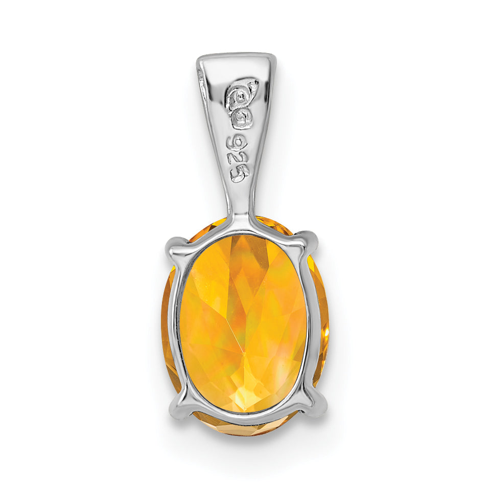 Sterling Silver Rhodium Citrine Pendant