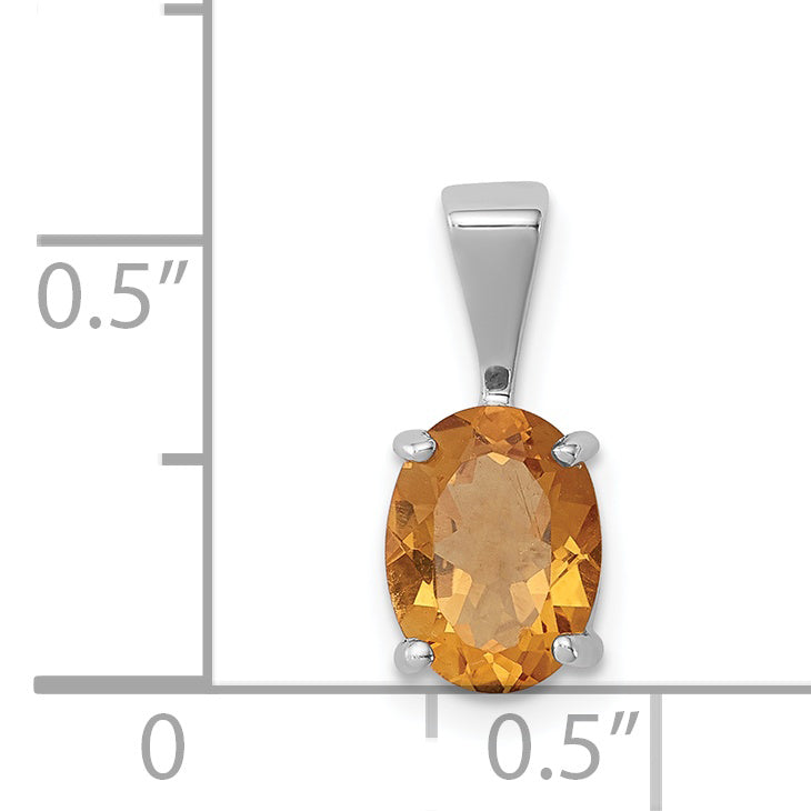 Sterling Silver Rhodium Citrine Pendant