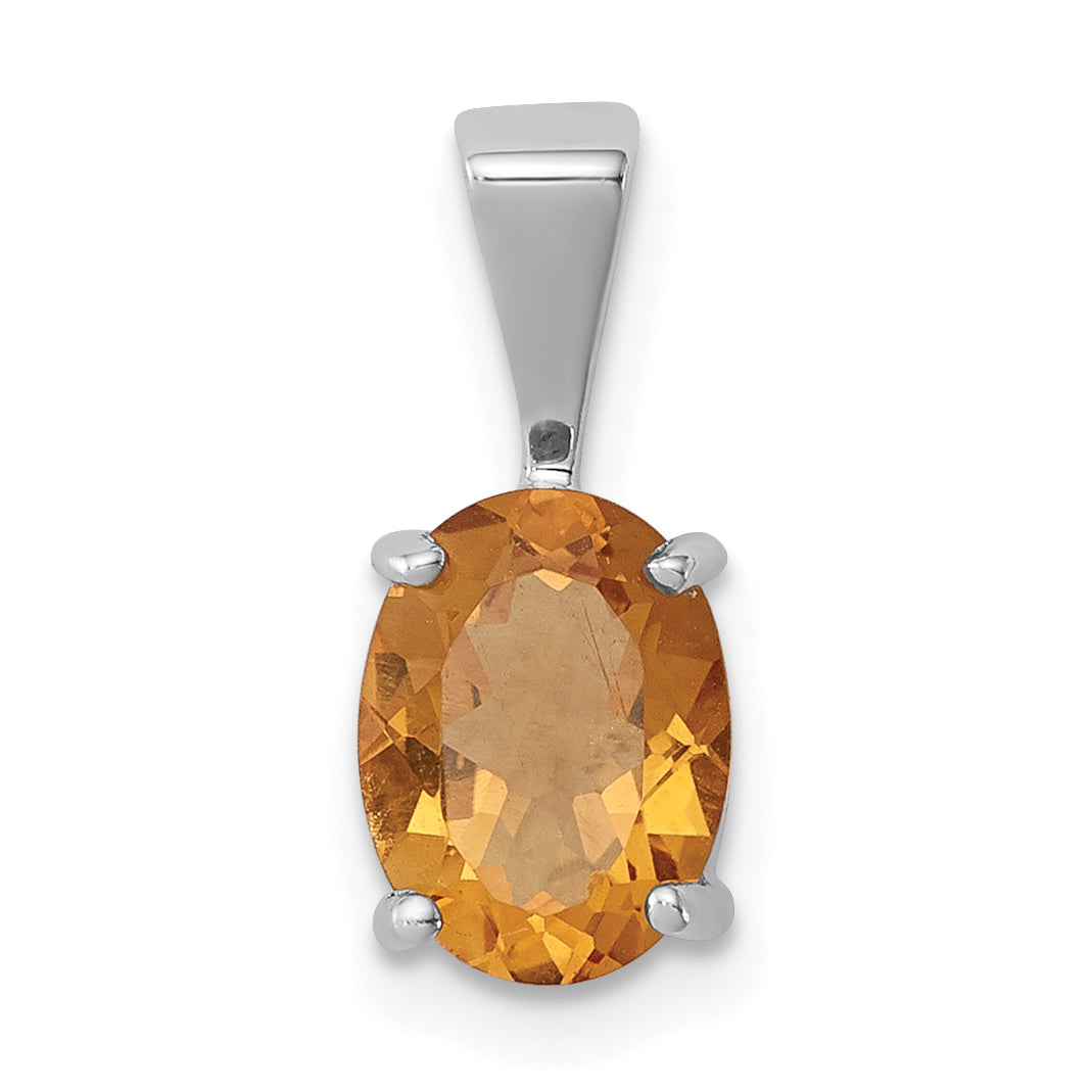 Sterling Silver Rhodium Citrine Pendant