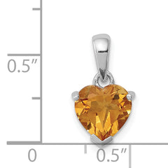 Sterling Silver Rhodium Citrine Pendant