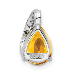 Sterling Silver Rhodium Pear Citrine Pendant