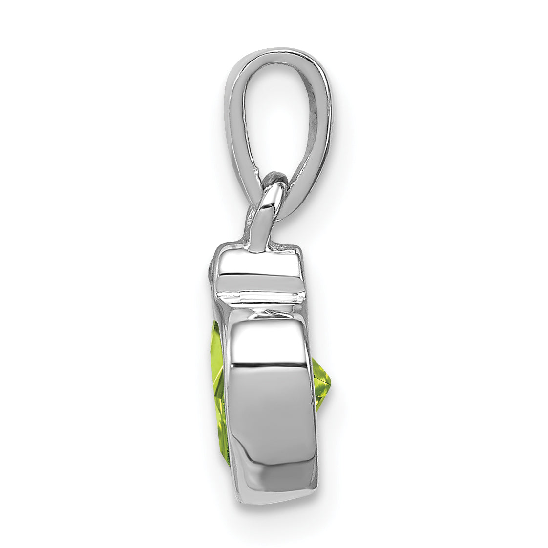 Sterling Silver Rhodium Plated Peridot and Diamond Pendant