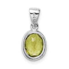 Sterling Silver Rhodium Plated Peridot Pendant