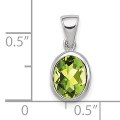 Sterling Silver Rhodium Plated Peridot Pendant