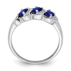 Sterling Silver Rhodium-plated Sapphire & Diamond Ring