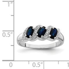 Sterling Silver Rhodium-plated Sapphire & Diamond Ring