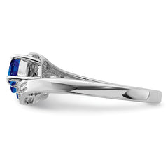 Sterling Silver Rhodium-plated Sapphire & Diamond Ring