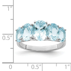 Sterling Silver Rhodium Aqua Ring