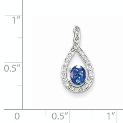 Sterling Silver Rhodium-plated Tanzanite & Diamond Pendant