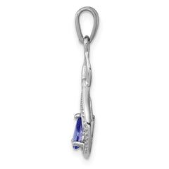 Sterling Silver Rhodium-plated Tanzanite & Diamond Pendant