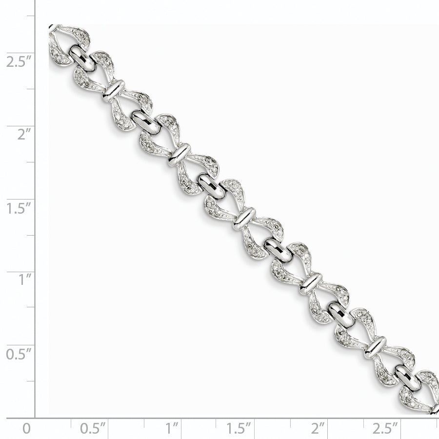 Sterling Silver Rhodium-plated Diam. Bracelet