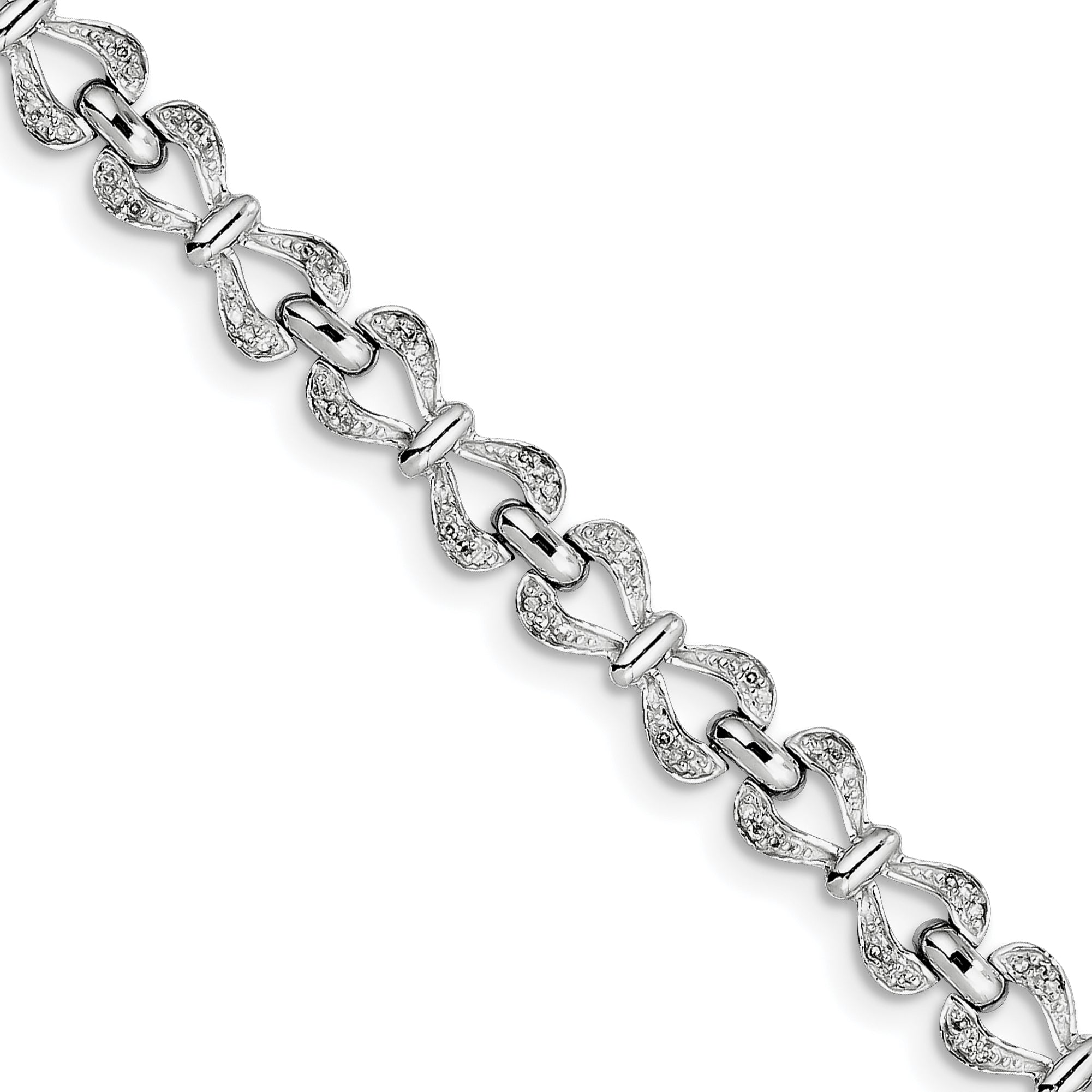 Sterling Silver Rhodium-plated Diam. Bracelet