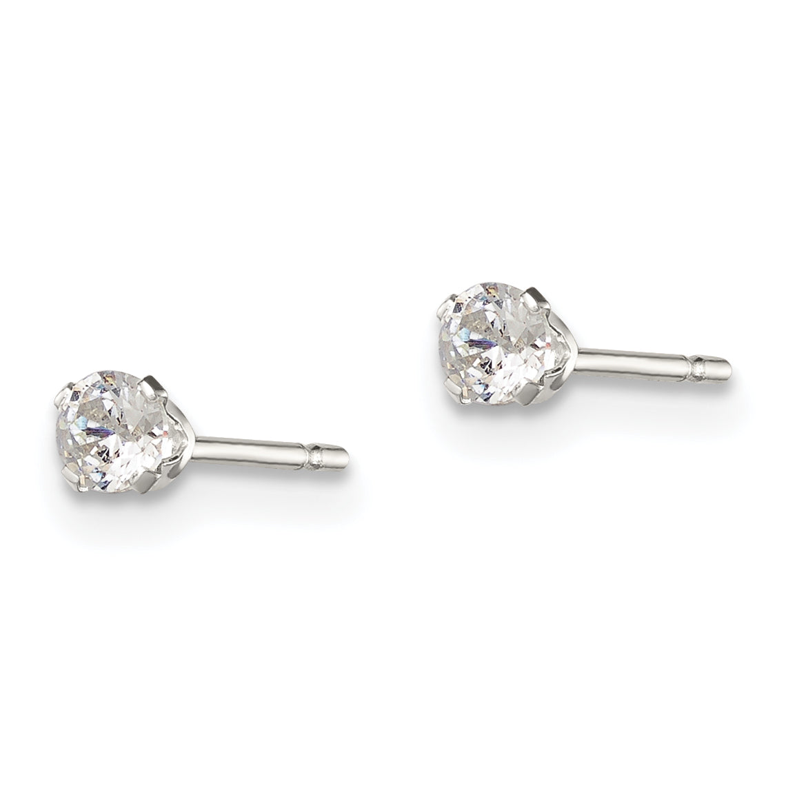 Sterling Silver 3mm CZ Stud Earrings for Girls - Polished, Anti-Tarnish