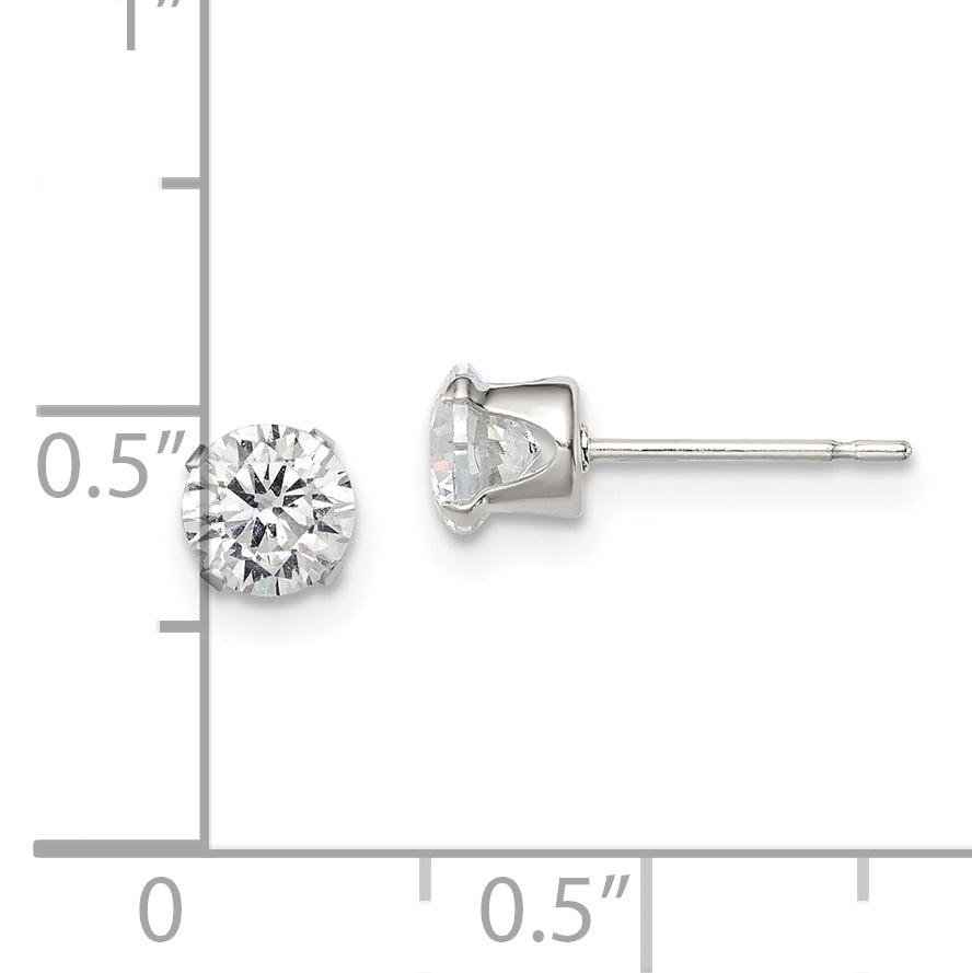 Sterling Silver 5mm Round Snap Set CZ Stud Earrings