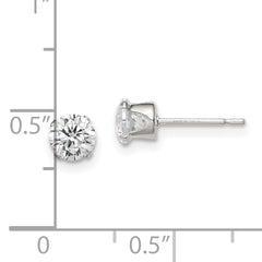 Sterling Silver 5mm Round Snap Set CZ Stud Earrings