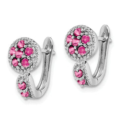 Sterling Silver Rhodium-plated Pink Tourmaline Hinged Earrings