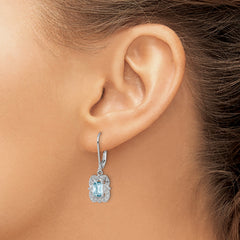 Sophia Jewelers 925 Sterling Silver Blue Topaz and Diamond Rhodium-Plated Drop Earrings