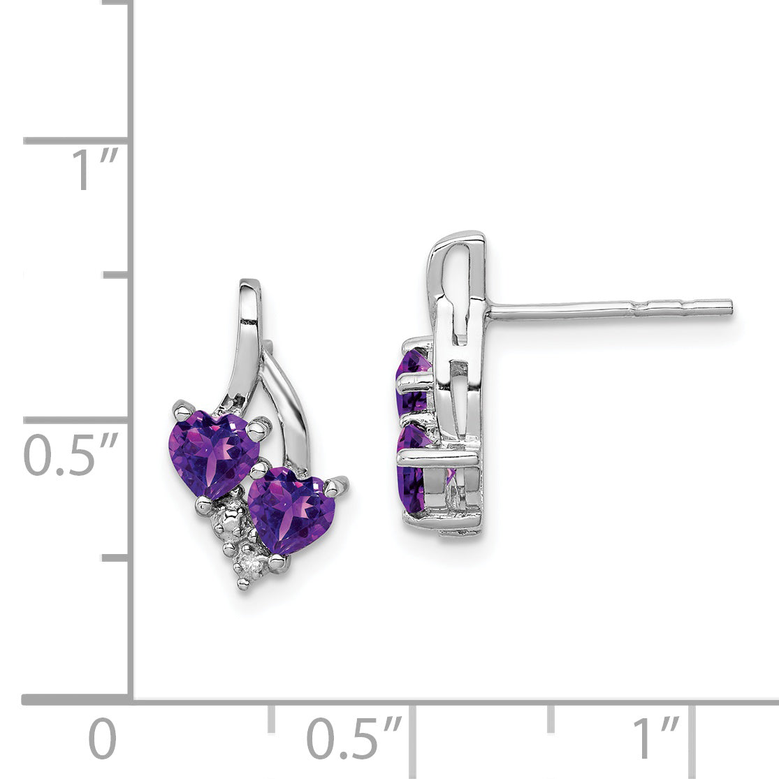 Sophia Jewelers 925 Sterling Silver Amethyst & Diamond Heart Drop Earrings