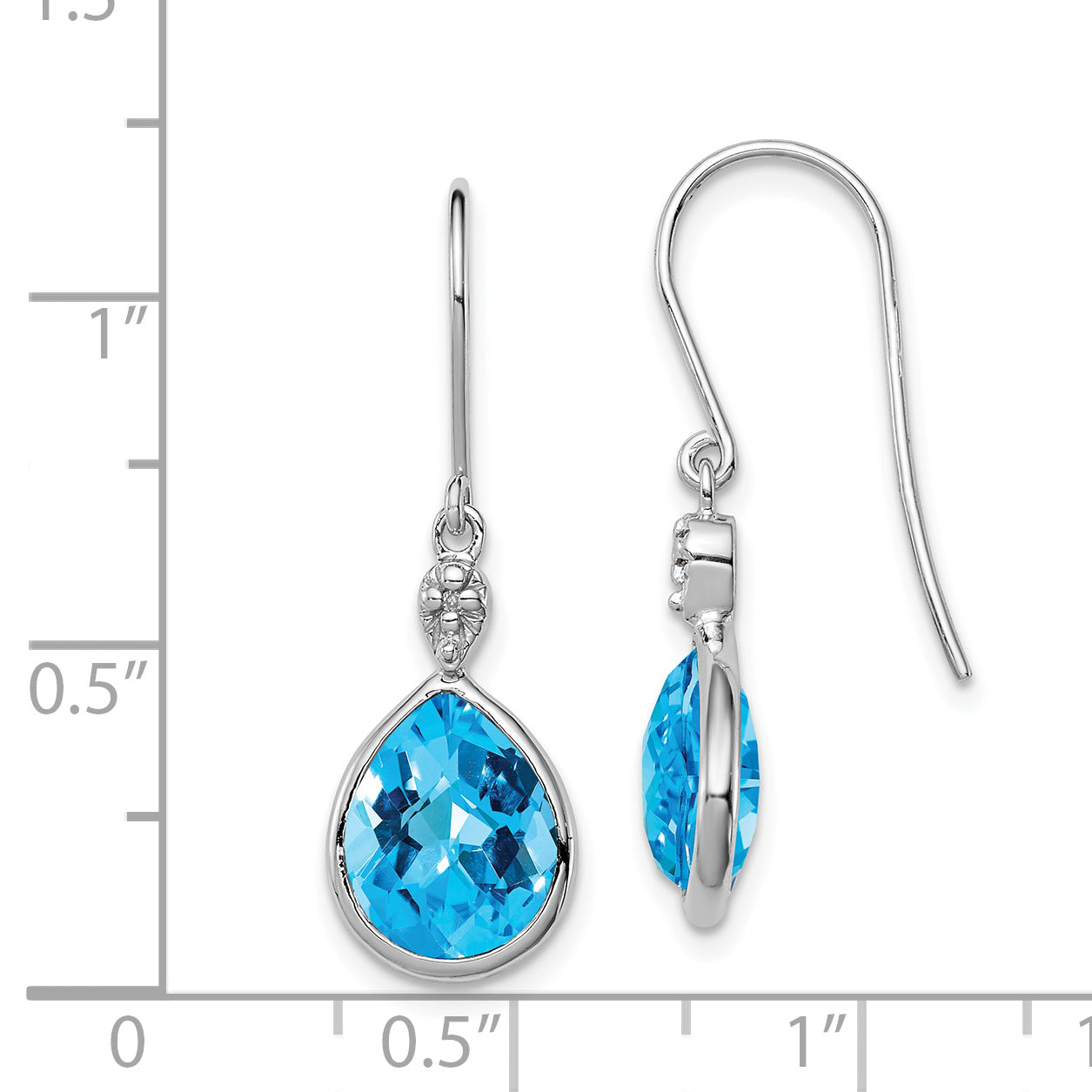 Sophia Jewelers Sterling Silver Blue Topaz and Diamond Drop Earrings with Rhodium Finish