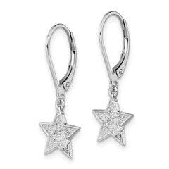 Sophia Jewelers Sterling Silver Diamond Star Leverback Earrings Polished Rhodium Finish