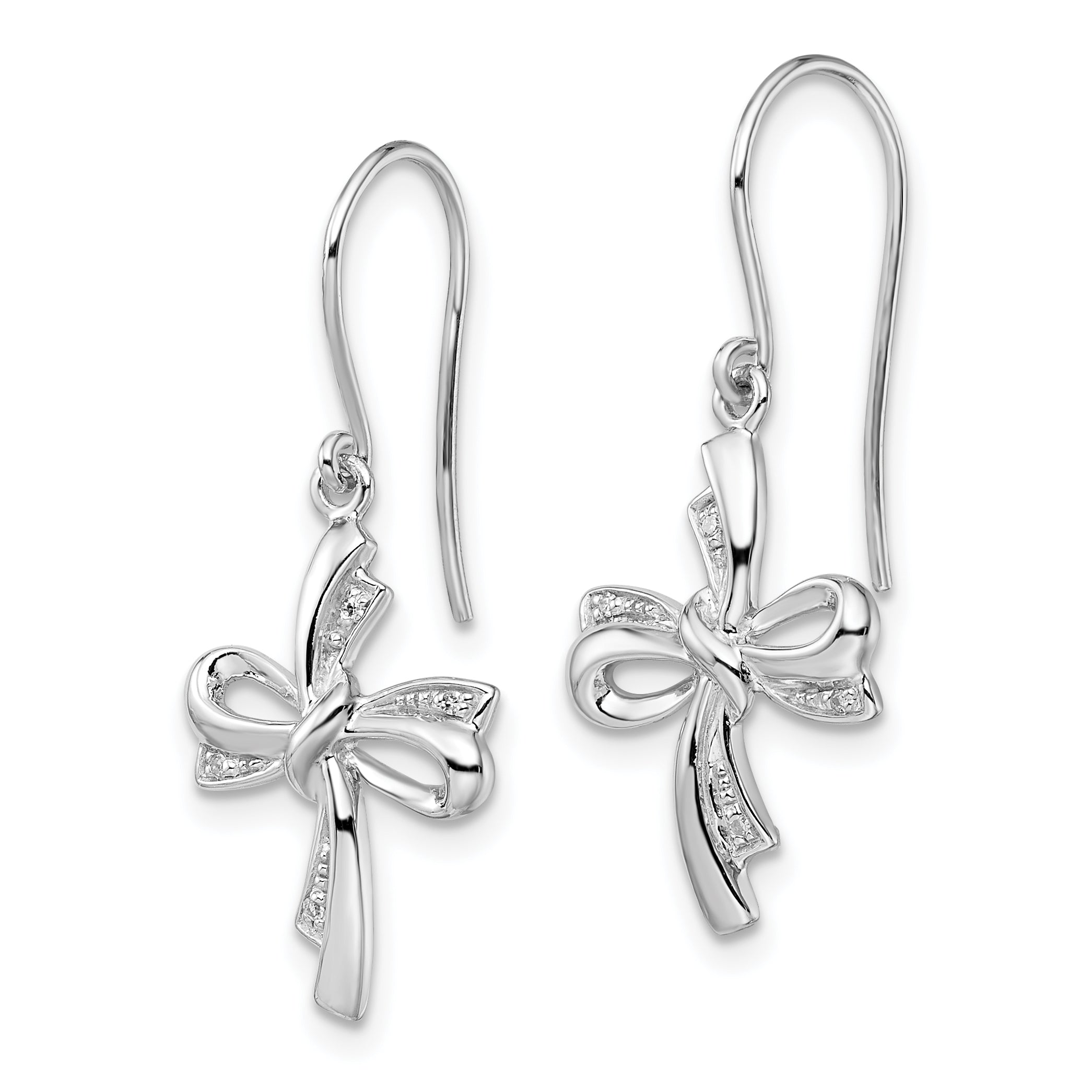 Sterling Silver Diamond Cross Dangle Earrings with Rhodium Finish Elegant & Polished