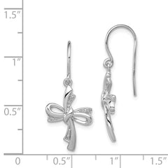 Sterling Silver Diamond Cross Dangle Earrings with Rhodium Finish Elegant & Polished