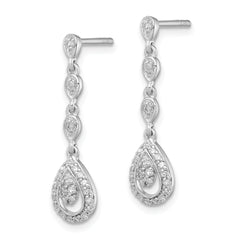 Sophia Jewelers Sterling Silver Diamond Teardrop Dangle Earrings with Rhodium Plating