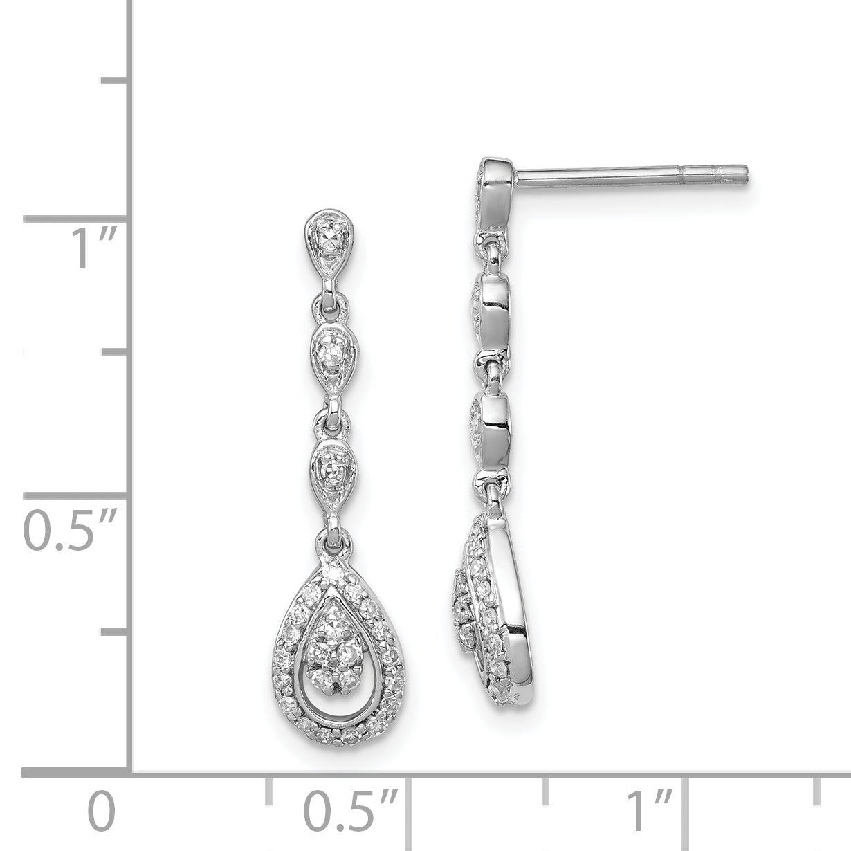 Sophia Jewelers Sterling Silver Diamond Teardrop Dangle Earrings with Rhodium Plating