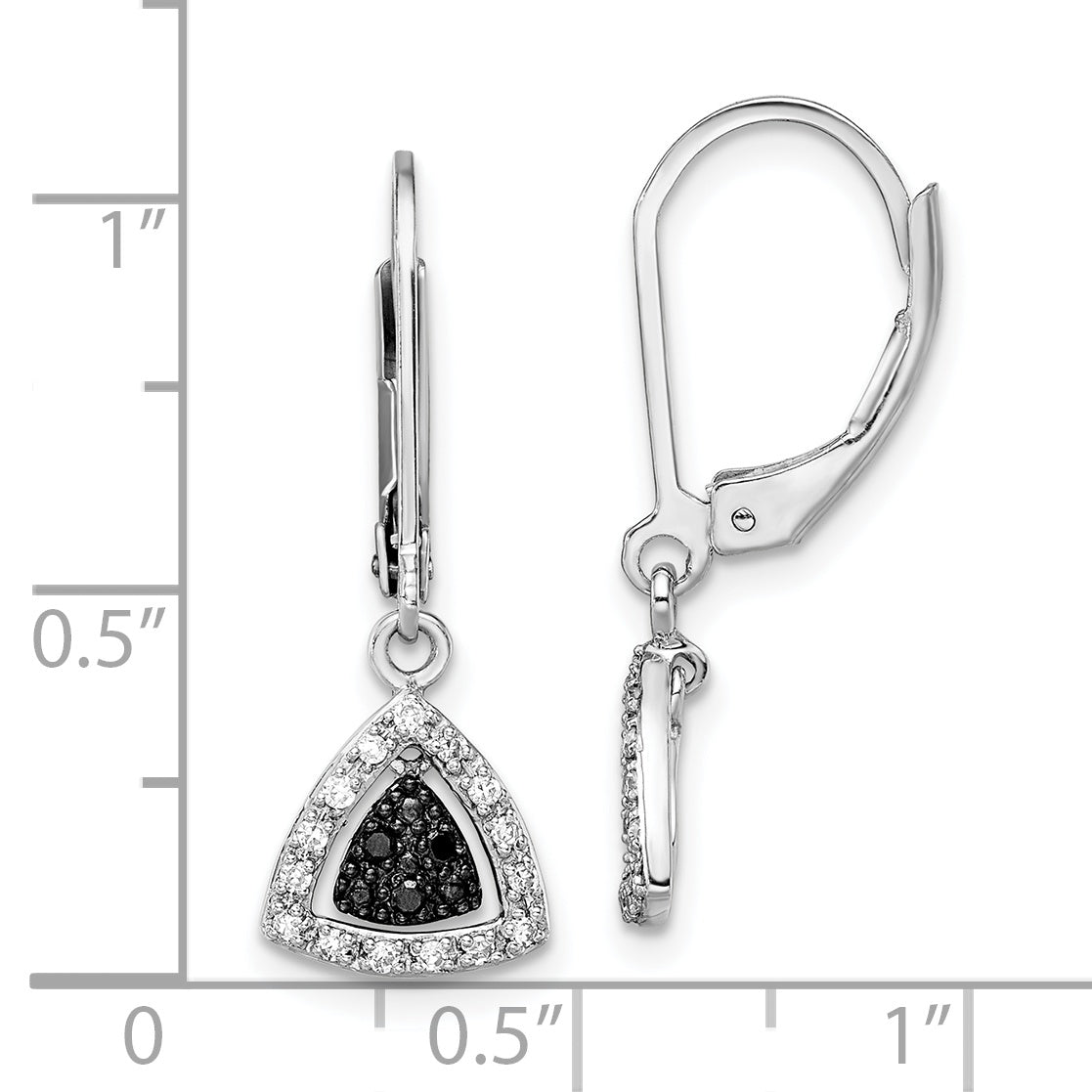 Sterling Silver Rhodium-Plated Dangle Earrings with Black and White Diamonds