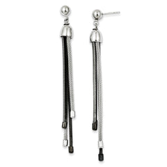 Sterling Silver Black Rhodium Polished 4 Strand Post Dangle Earrings