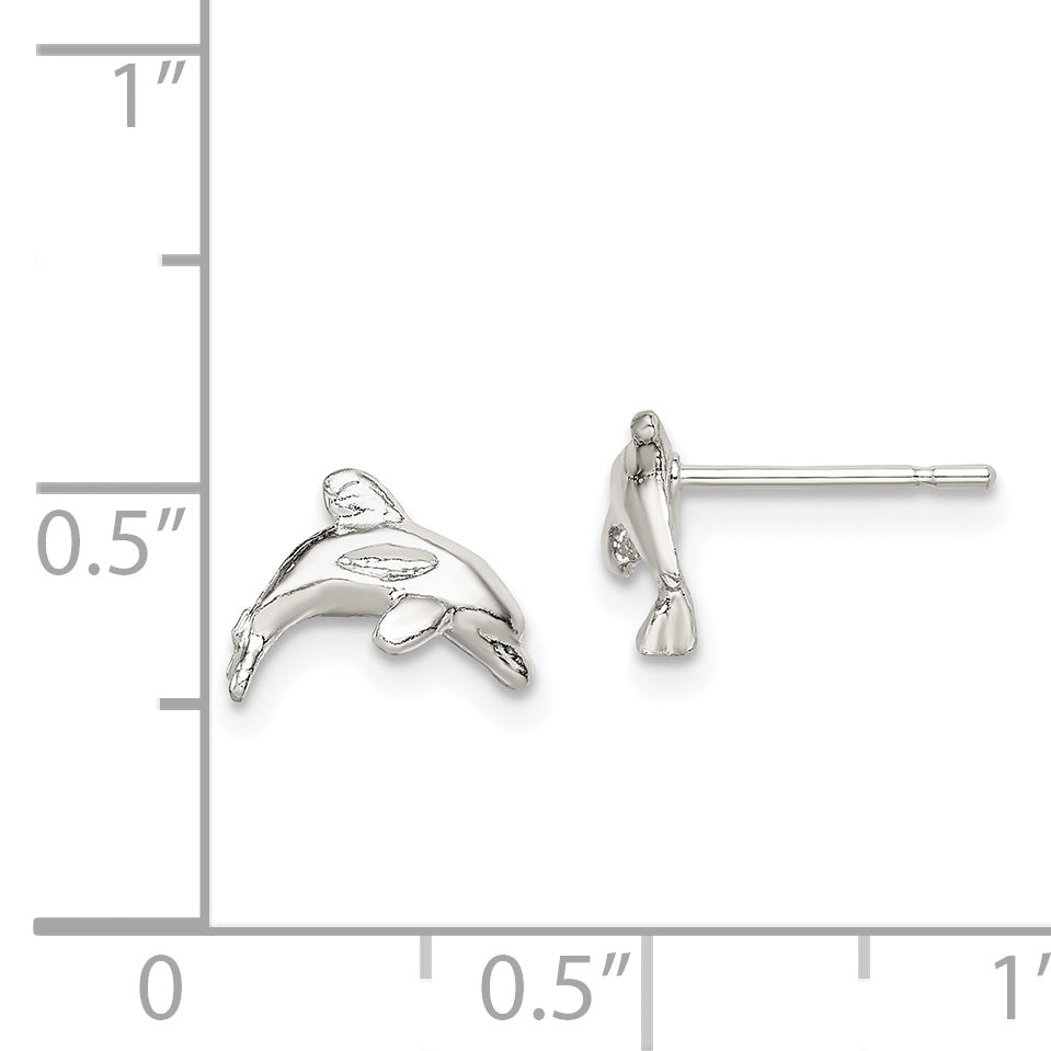 Sterling Silver Polished Dolphin Post Earrings