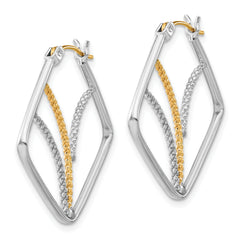 Sophia Jewelers Sterling Silver 14K Gold-Plated Twisted Hoop Earrings Polished Finish