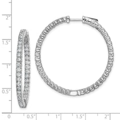 Sterling Shimmer Sterling Silver Rhodium-plated 80 Stone 2.25mm CZ In and Out Round Hinged Hoop Earrings