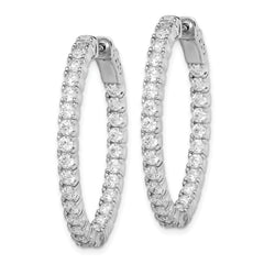 Sterling Shimmer Sterling Silver Rhodium-plated 54 Stone 2.5mm CZ In and Out Oval Hinged Hoop Earrings