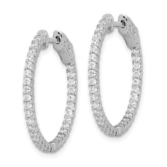 Sterling Shimmer Sterling Silver Rhodium-plated 66 Stone 1.5mm CZ In and Out Round Hinged Hoop Earrings