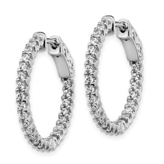 Sterling Shimmer Sterling Silver Rhodium-plated 48 Stone 1.7mm CZ In and Out Round Hinged Hoop Earrings