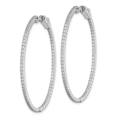 Sterling Shimmer Sterling Silver Rhodium-plated 132 Stone 1.25mm CZ In and Out Oval Hinged Hoop Earrings