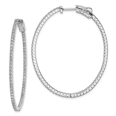 Sterling Shimmer Sterling Silver Rhodium-plated 132 Stone 1.25mm CZ In and Out Oval Hinged Hoop Earrings