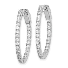 Sterling Shimmer Sterling Silver Rhodium-plated 54 Stone 1.7mm CZ In and Out Oval Hinged Hoop Earrings