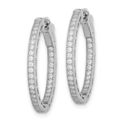 Sterling Shimmer Sterling Silver Rhodium-plated 68 Stone 1.2mm CZ In and Out Round Hinged Hoop Earrings