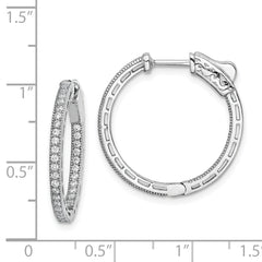 Sterling Shimmer Sterling Silver Rhodium-plated 68 Stone 1.2mm CZ In and Out Round Hinged Hoop Earrings