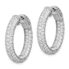 Sterling Shimmer Sterling Silver Rhodium-plated 148 Stone Pav‚ 1.7mm CZ In and Out Round Hinged Hoop Earrings