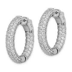 Sterling Shimmer Sterling Silver Rhodium-plated 136 Stone Pav‚ 2.0mm CZ In and Out Round Hinged Hoop Earrings