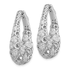 Sterling Shimmer Sterling Silver Rhodium-plated 162 Stone Accent Pav‚ 1.1mm-1.5mm CZ Oval Hinged Hoop Earrings