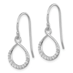 Sterling Silver Rhodium-plated with CZ Infinity Shepherd Hook Earrings