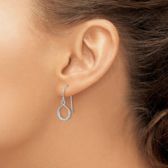 Sterling Silver Rhodium-plated with CZ Infinity Shepherd Hook Earrings