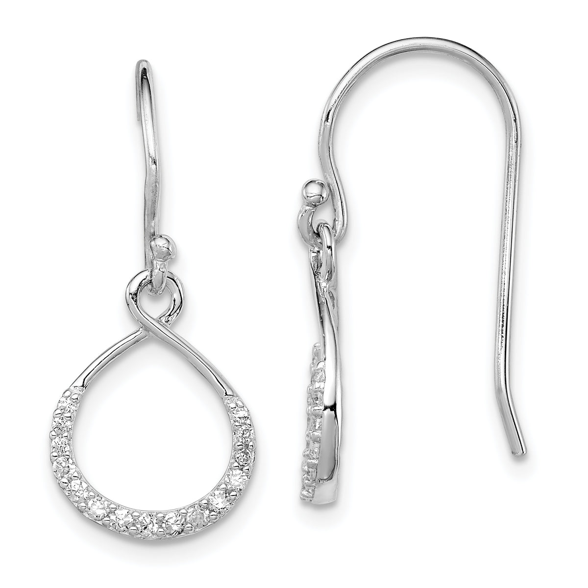 Sterling Silver Rhodium-plated with CZ Infinity Shepherd Hook Earrings