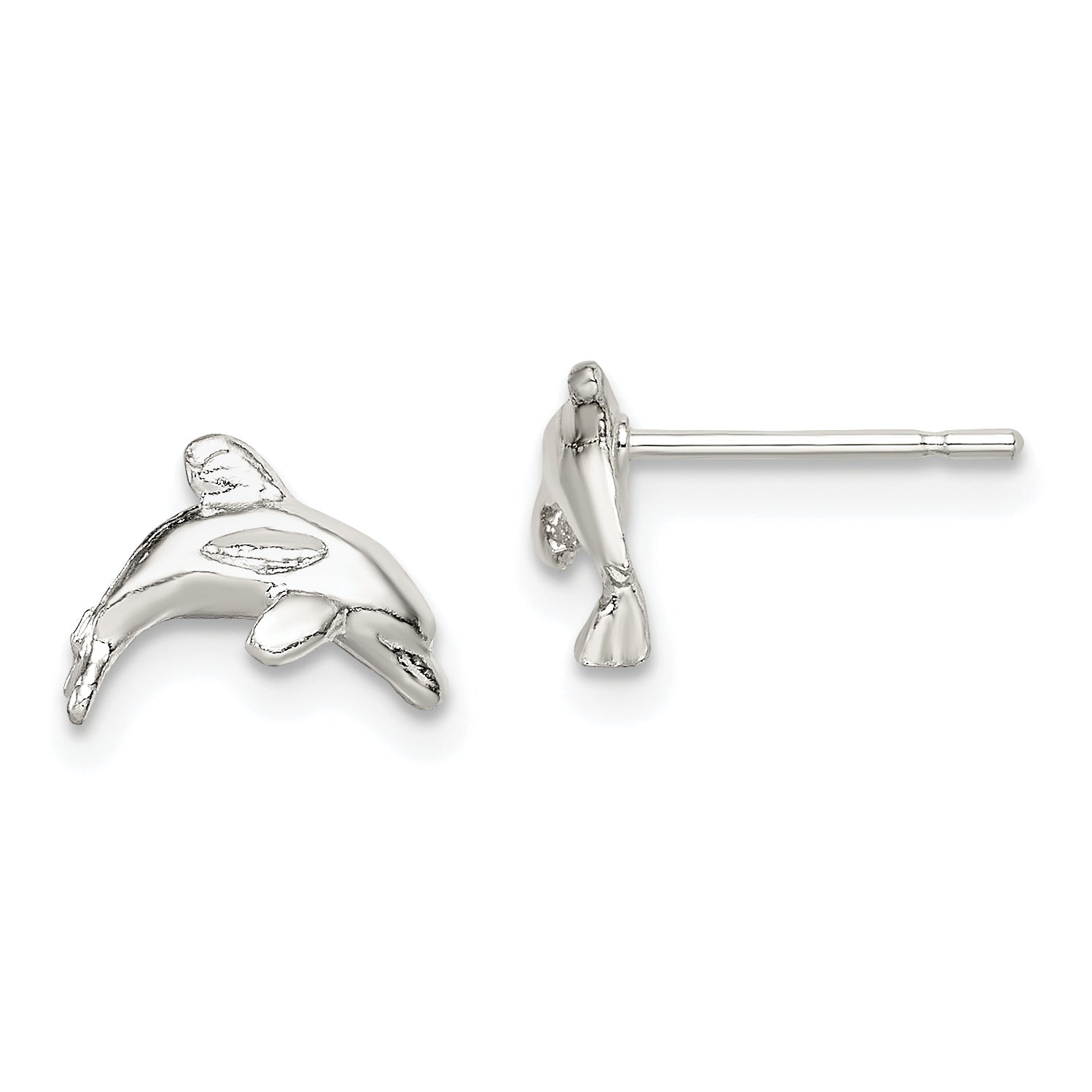 Sterling Silver Polished Dolphin Post Earrings