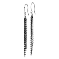 Sterling Silver Rhodium & Black Ruthenium-plated Chain Dangle Earrings